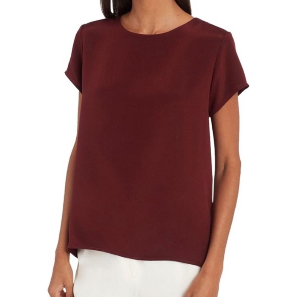 CUYANA SILK TEE IN BURGUNDY XS